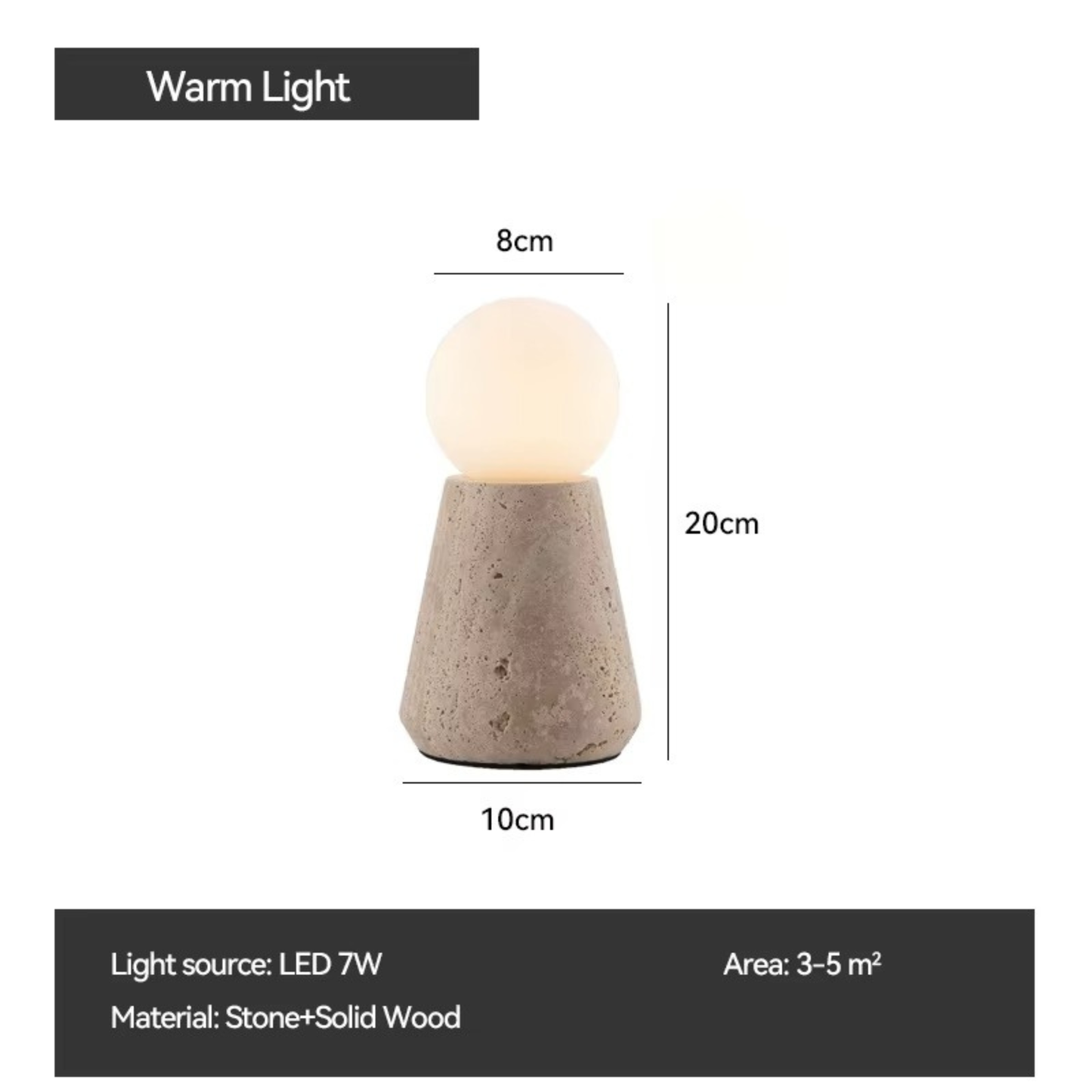 Travertine Stone Globe Table Lamp