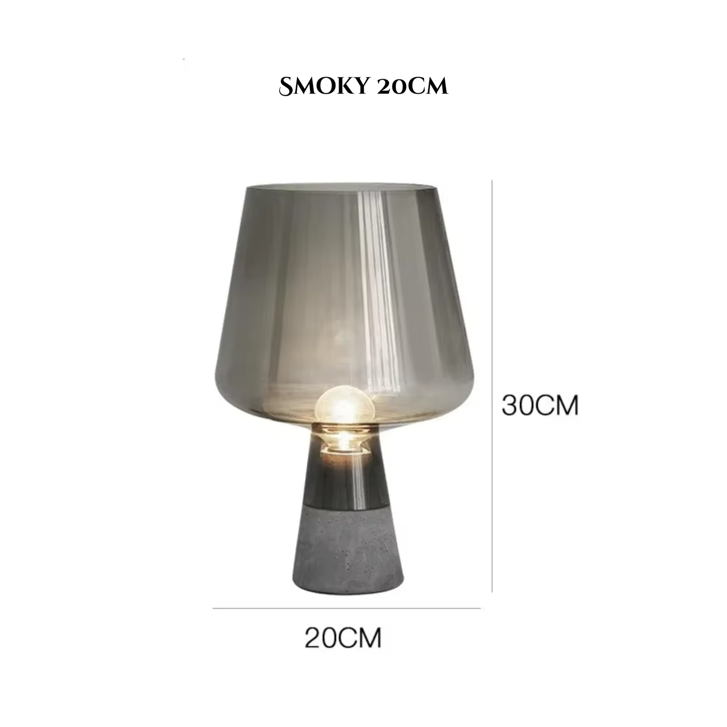 Nero Smoke Glass & Cement LED Table Lamp