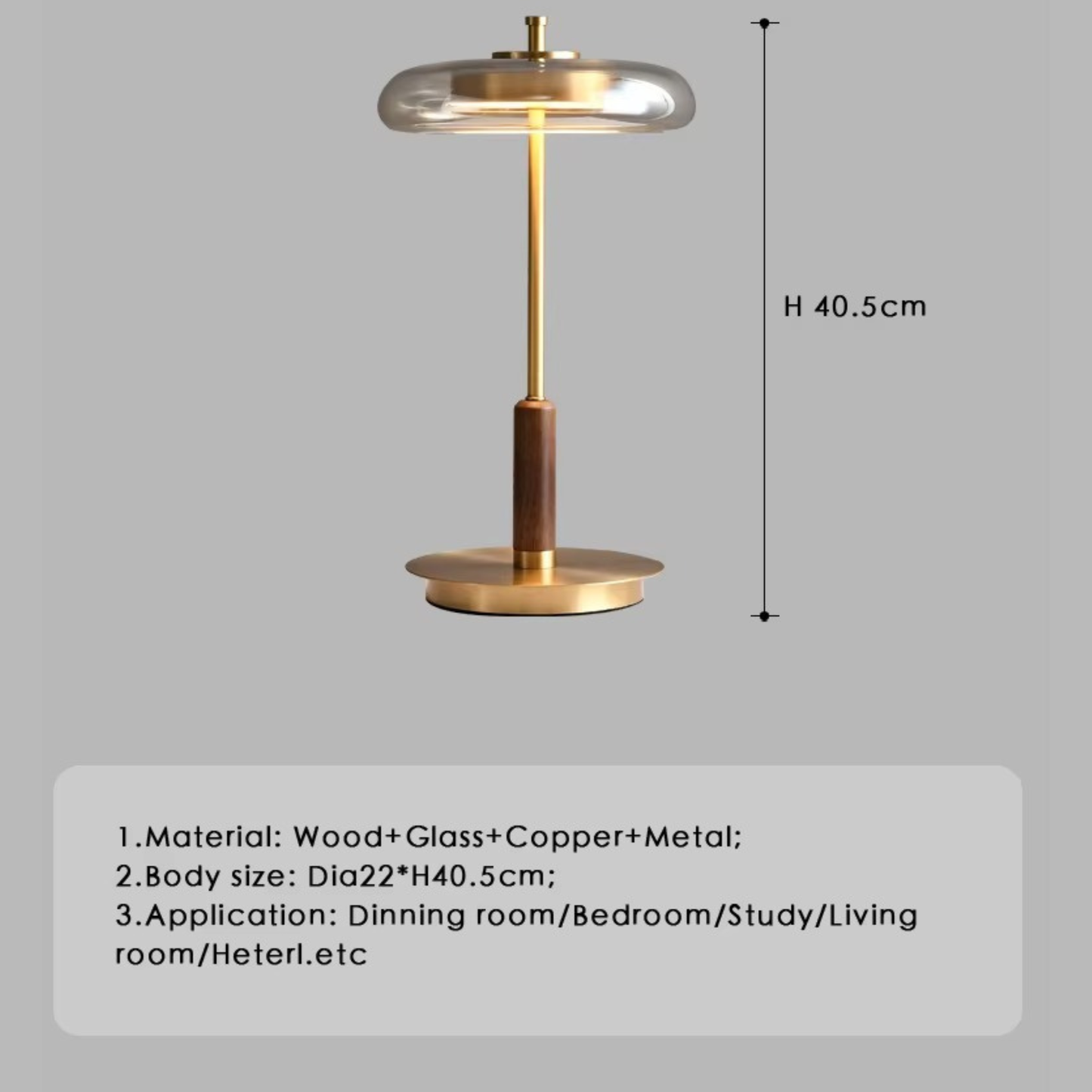 Brushed Brass & Amber Glass LED Table Lamp