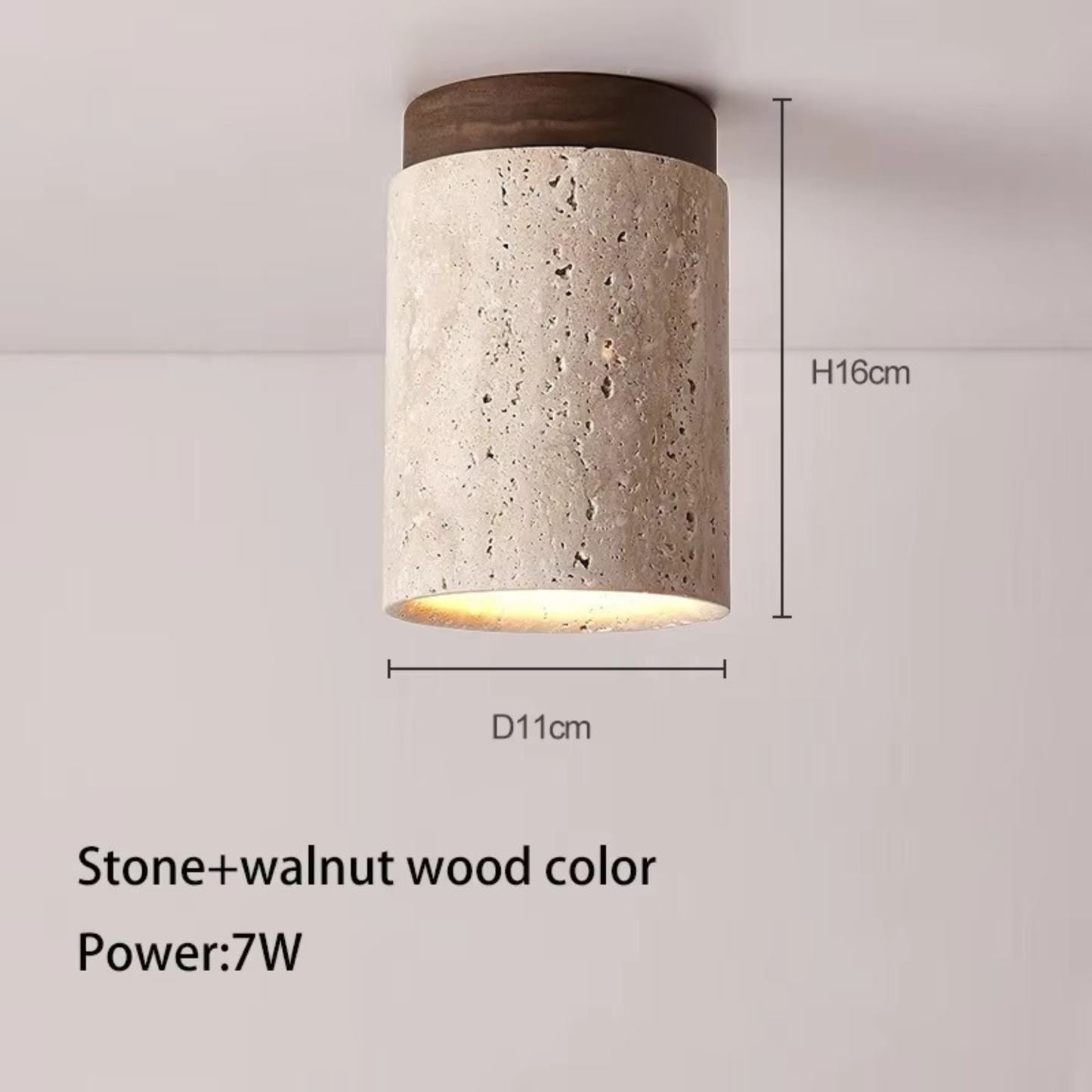 Wabi-Sabi Travertine Cylinder Ceiling Light