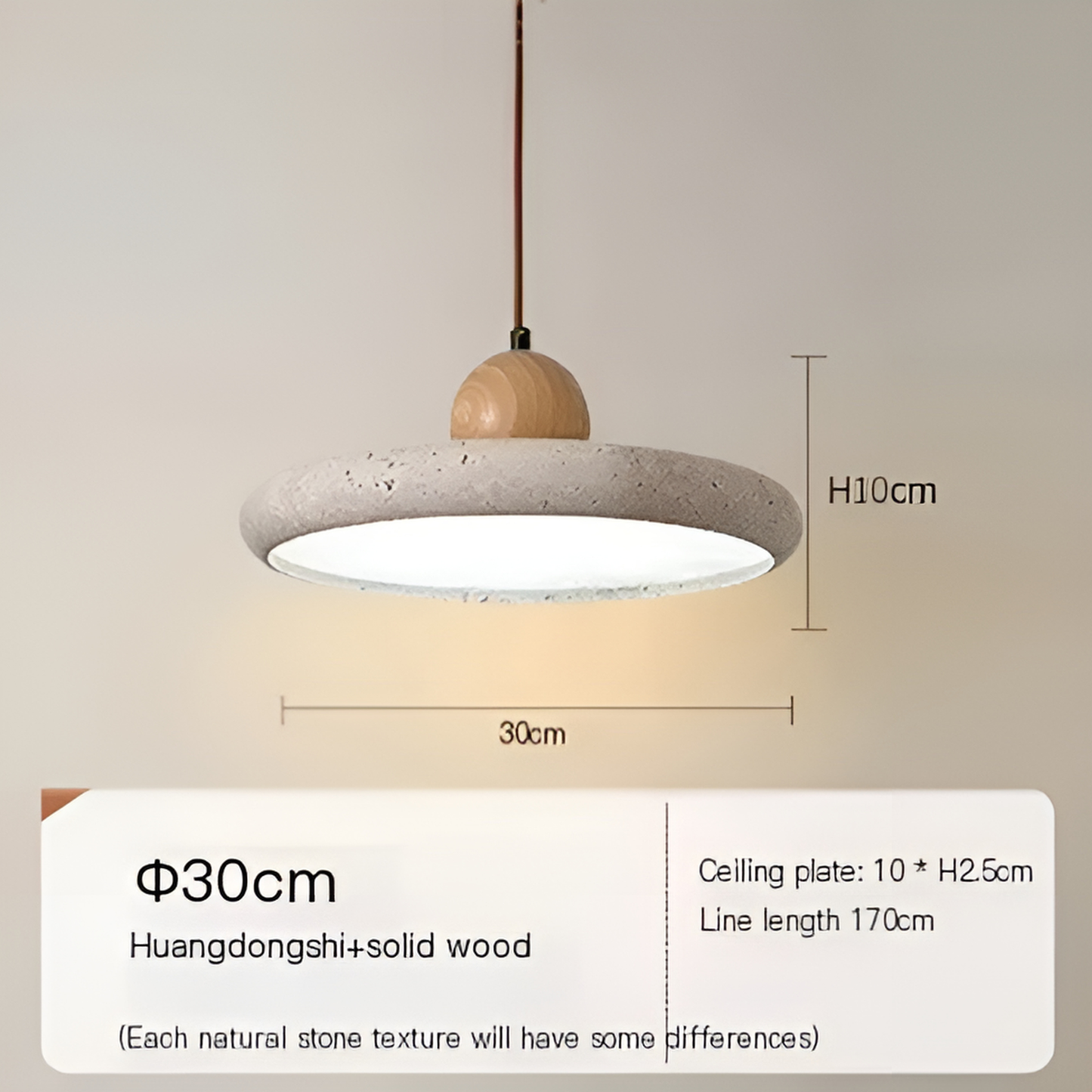 Tierra Travertine & Wood Pendant Light