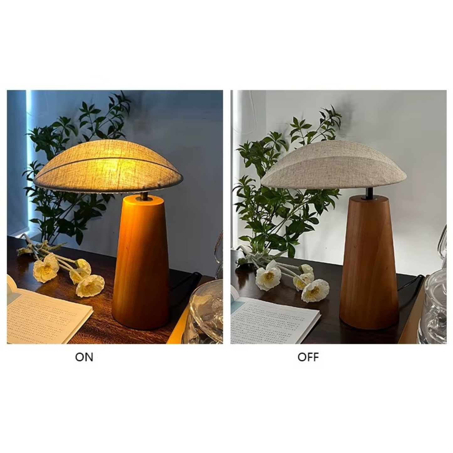 Aira Wabi-Sabi Linen Wood Table Lamp