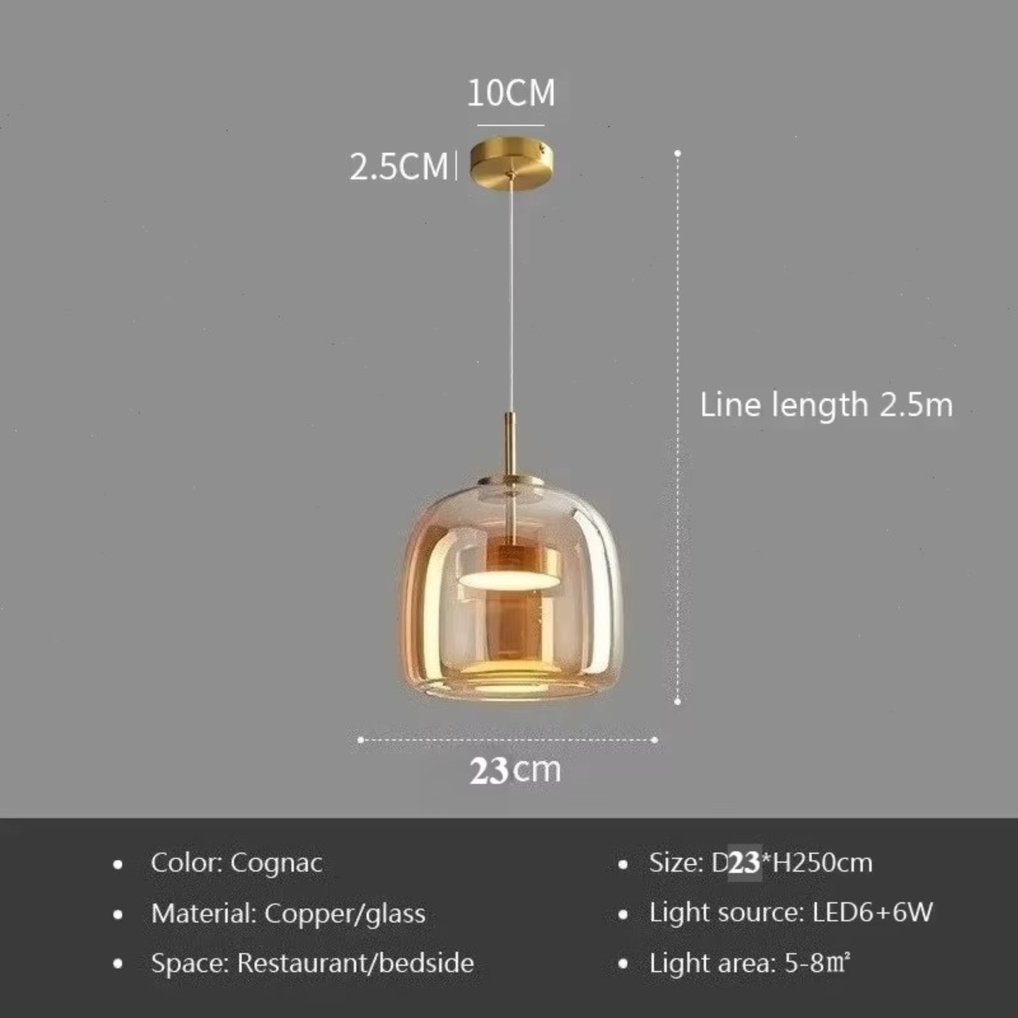 Aurelia Smoked Glass Pendant Ceiling Light