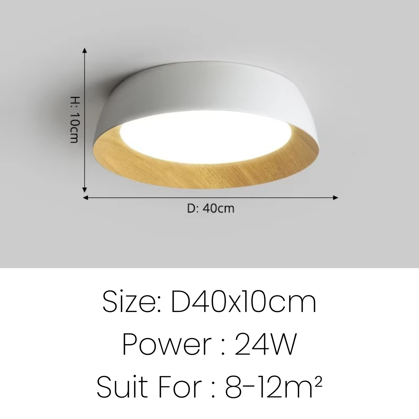 Modern Wood-Trim Flush Mount Ceiling Light