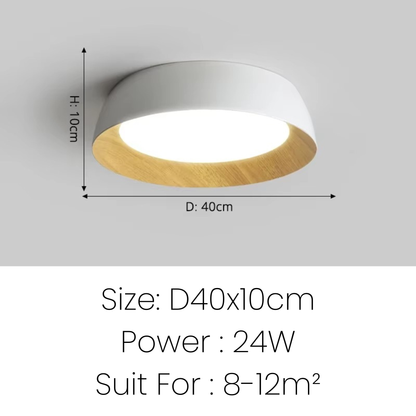 Modern Wood-Trim Flush Mount Ceiling Light