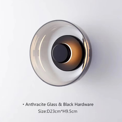 Modern Smoked Glass Disc LED Wall Light