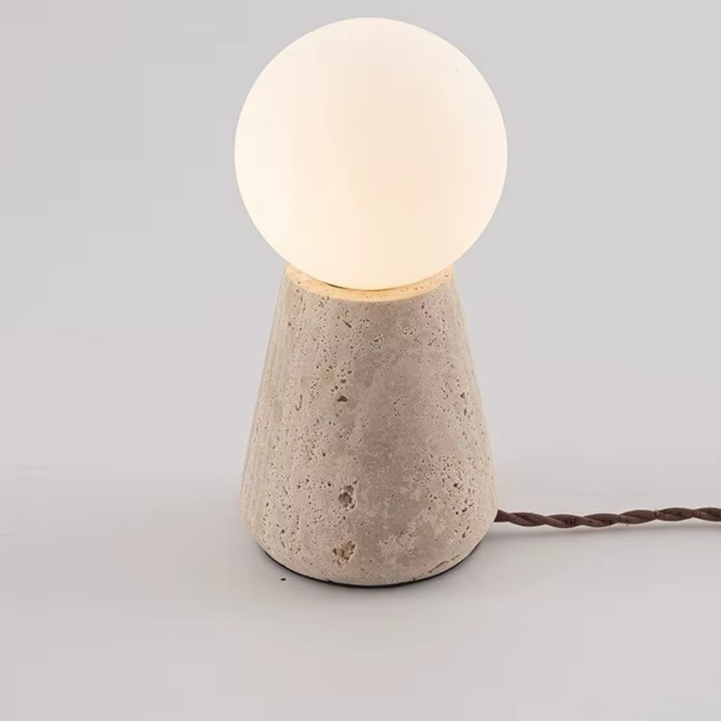Travertine Stone Globe Table Lamp