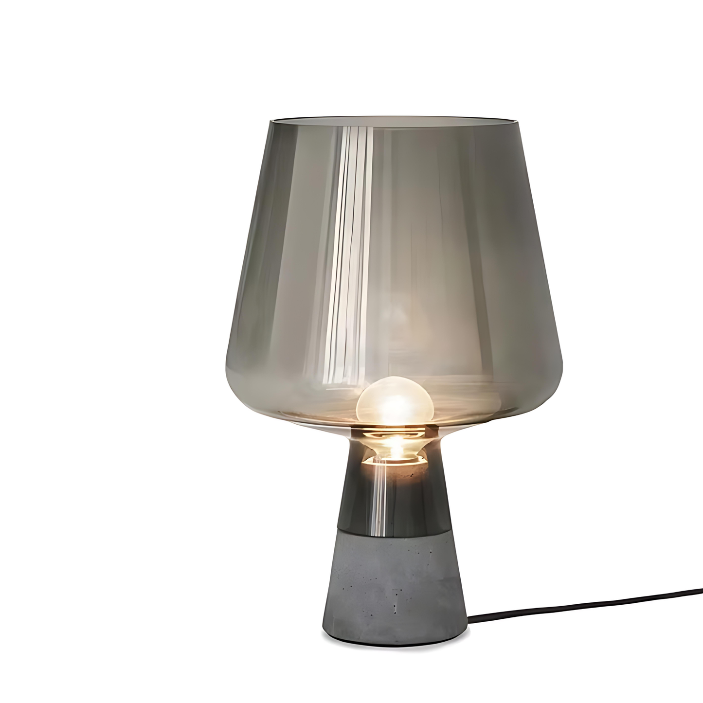Nero Smoke Glass & Cement LED Table Lamp