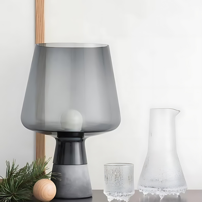 Nero Smoke Glass & Cement LED Table Lamp