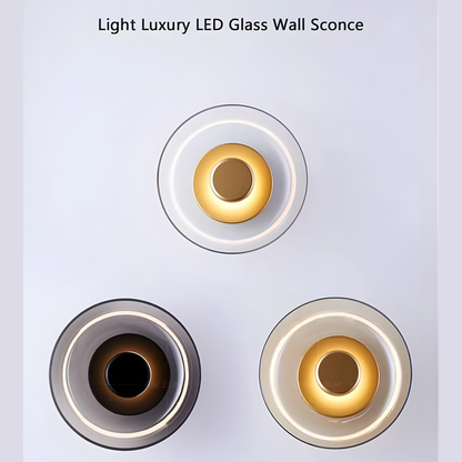 Modern Smoked Glass Disc LED Wall Light