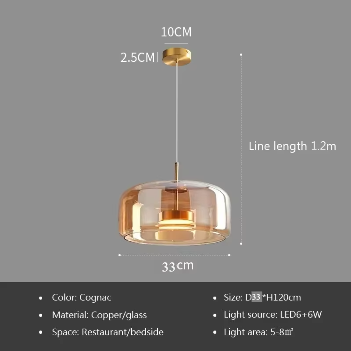Aurelia Smoked Glass Pendant Ceiling Light