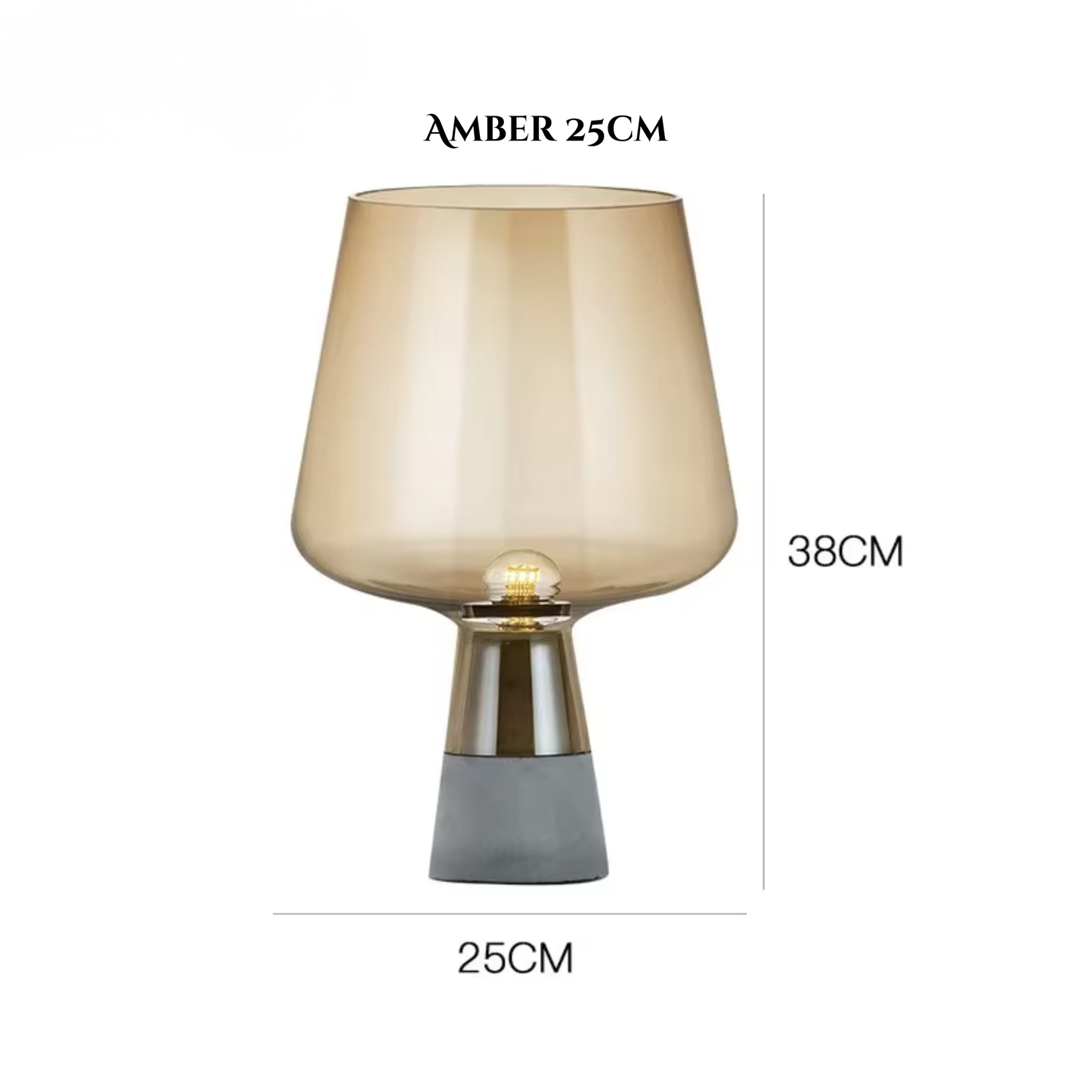 Nero Smoke Glass & Cement LED Table Lamp