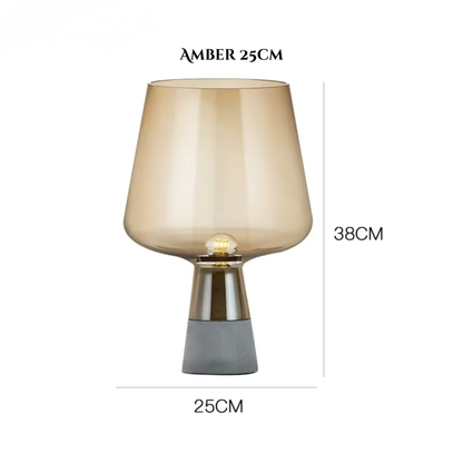Nero Smoke Glass & Cement LED Table Lamp