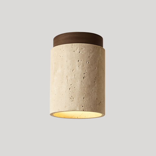 Wabi-Sabi Travertine Cylinder Ceiling Light