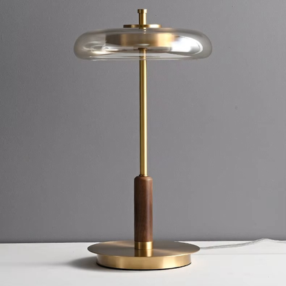 Brushed Brass & Amber Glass LED Table Lamp