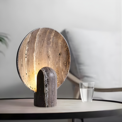 Lunaris Travertine LED Table Lamp