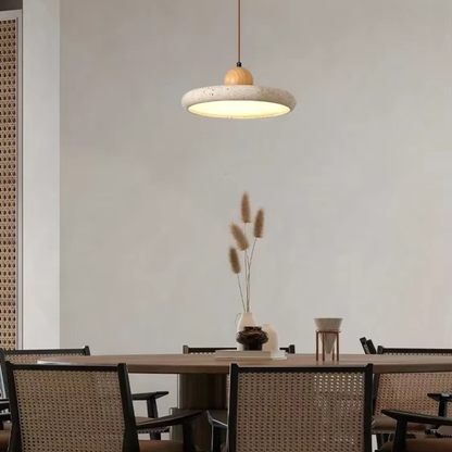 Tierra Travertine & Wood Pendant Light