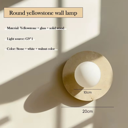 Wabi-Sabi Travertine Disc Globe Wall Light