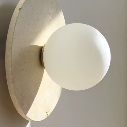 Wabi-Sabi Travertine Disc Globe Wall Light