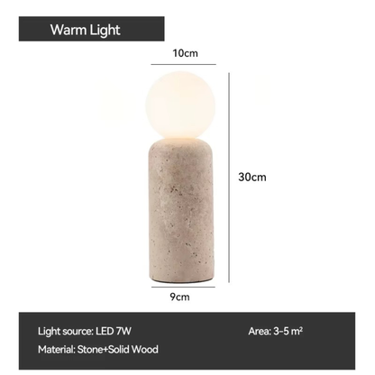 Travertine Stone Globe Table Lamp