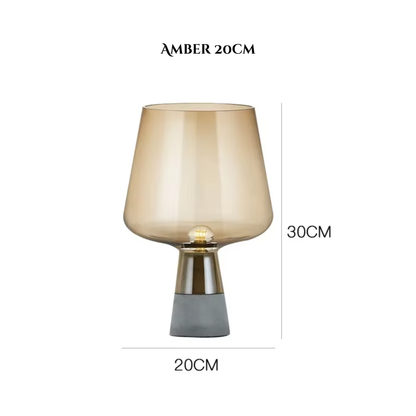 Nero Smoke Glass & Cement LED Table Lamp