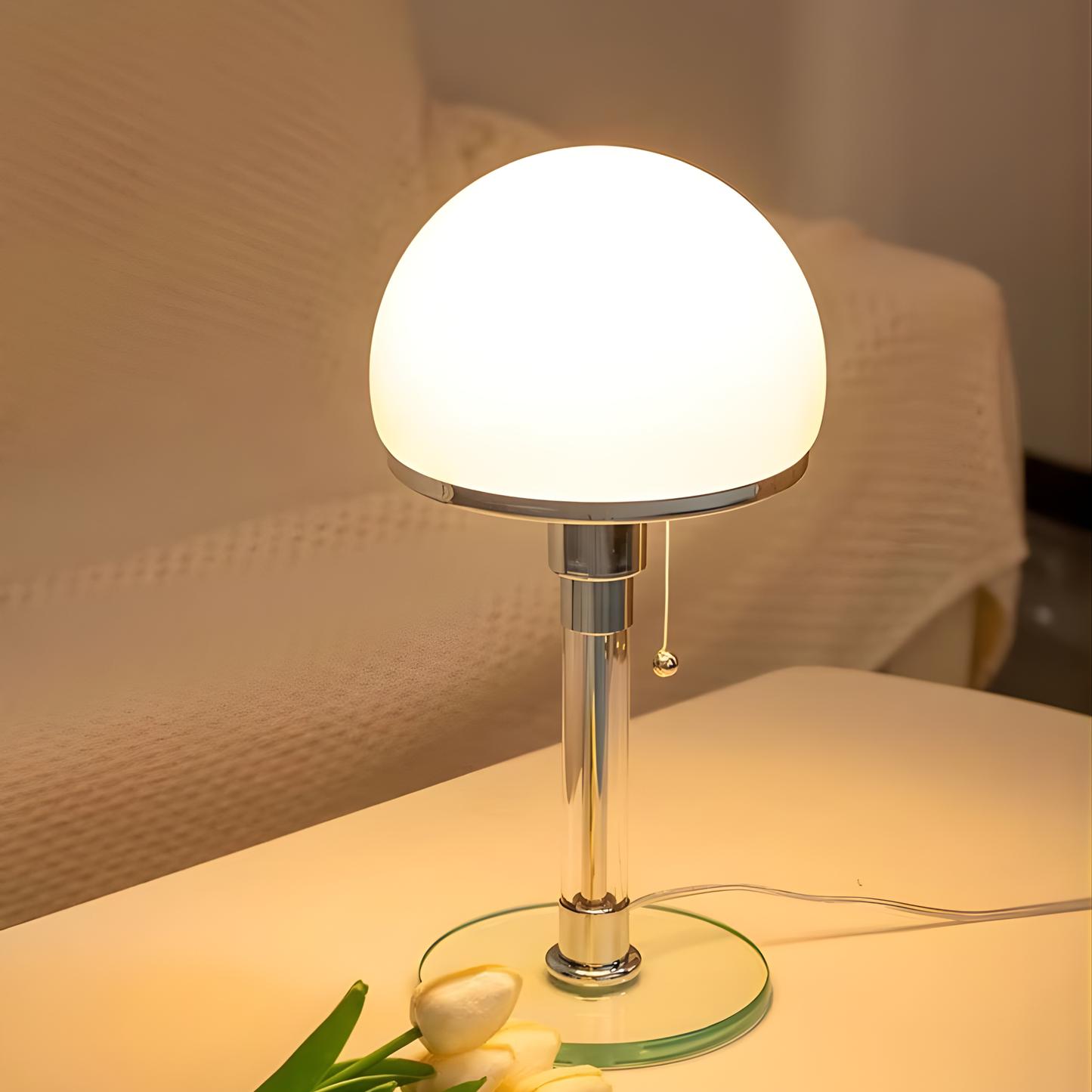 Bauhaus Opal Glass Globe Table Lamp