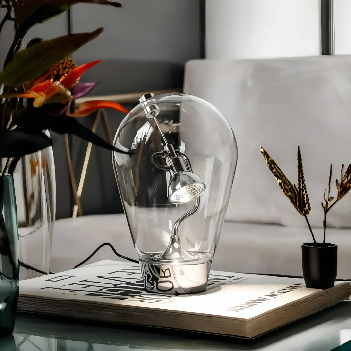 Exquisite Glass Table Lamp with Adjustable Light