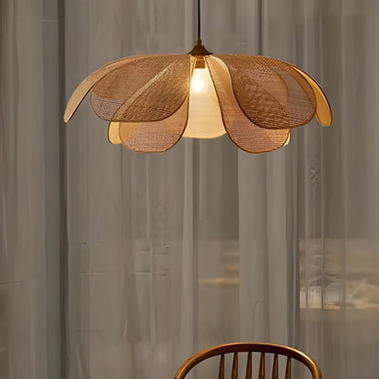 Flora Rattan Petal Pendant Light
