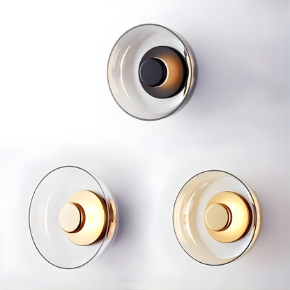 Modern Smoked Glass Disc LED Wall Light