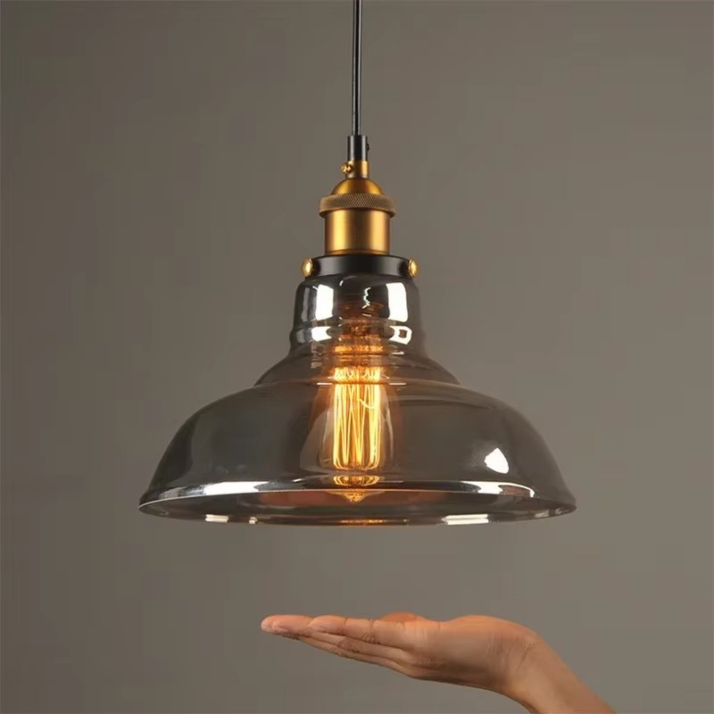 Amber Glass Vintage Pendant Light
