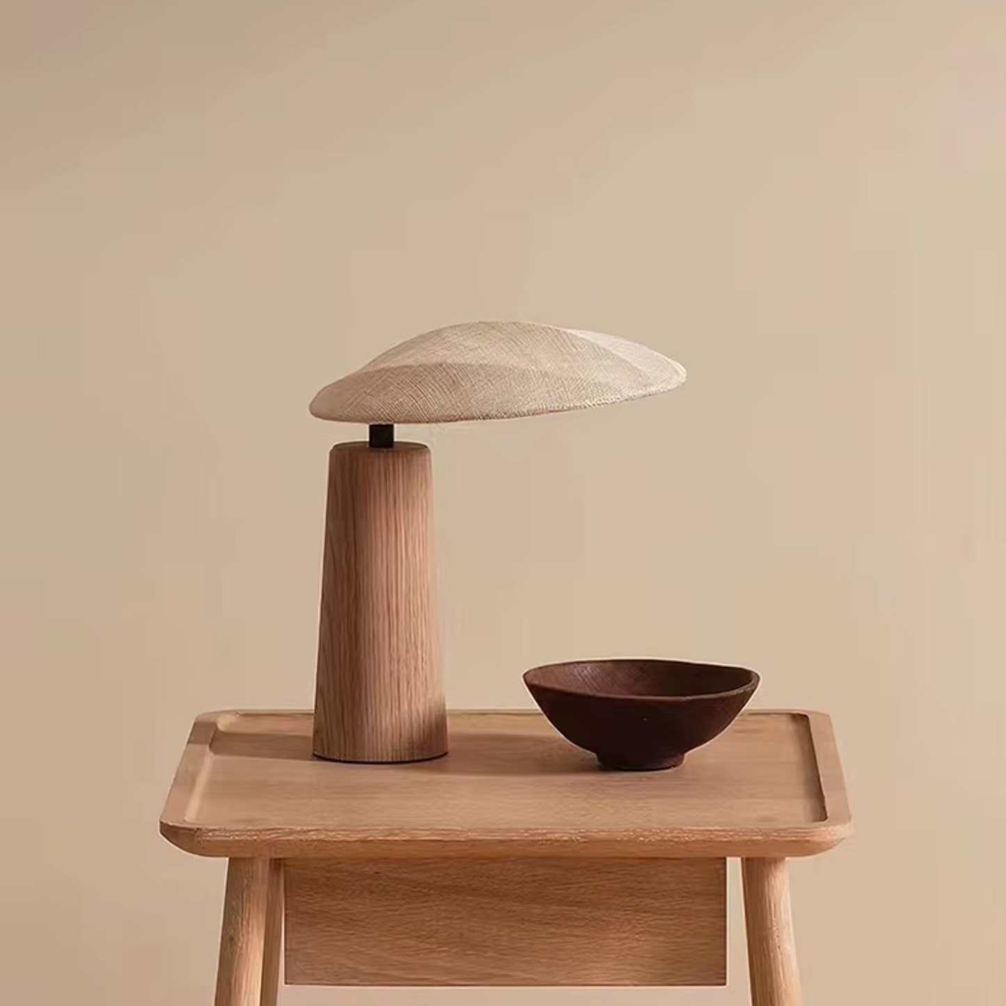 Aira Wabi-Sabi Linen Wood Table Lamp
