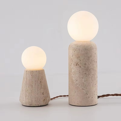 Travertine Stone Globe Table Lamp