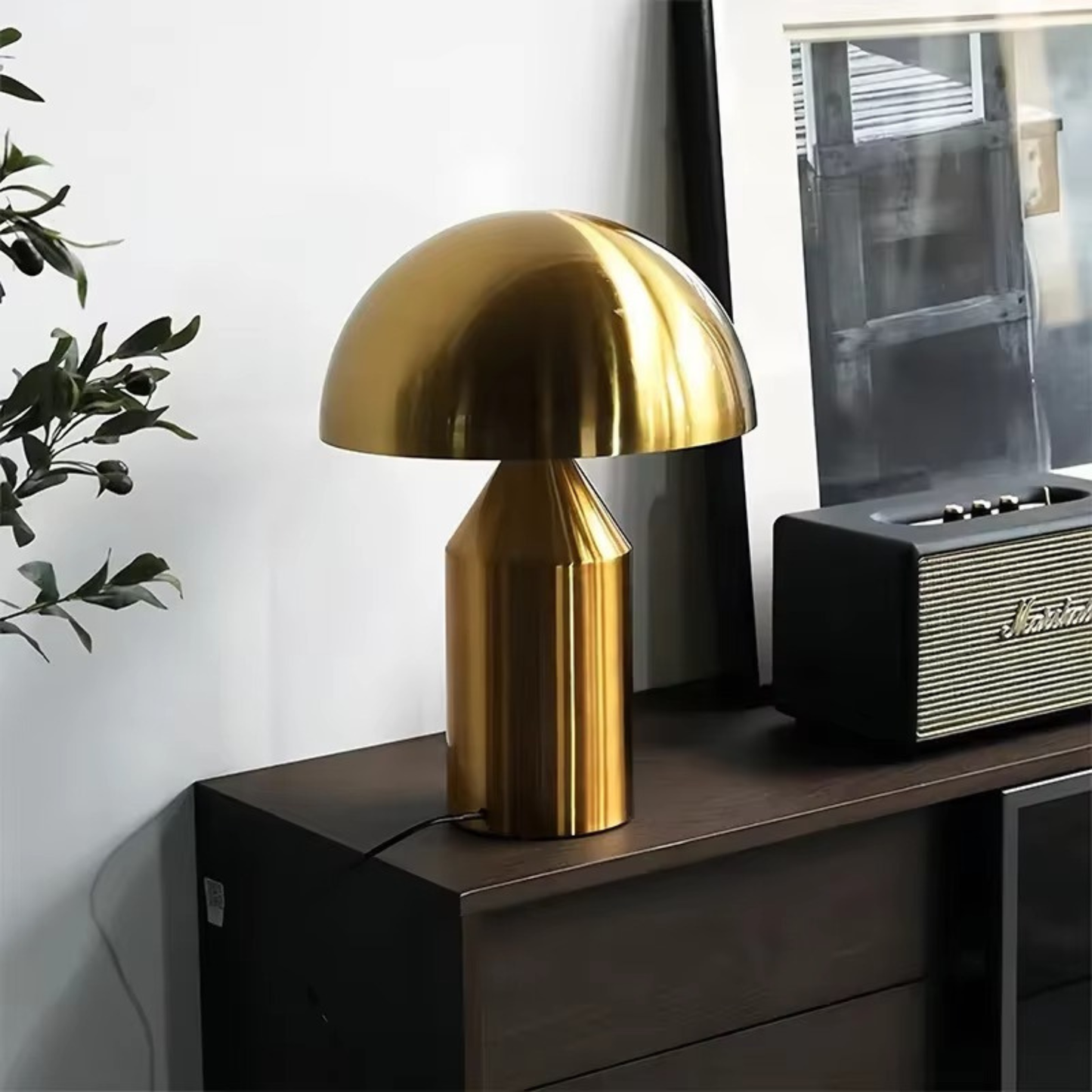 Art Deco Brass Mushroom Table Lamp