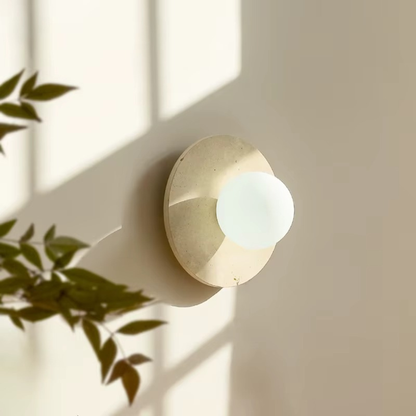 Wabi-Sabi Travertine Disc Globe Wall Light