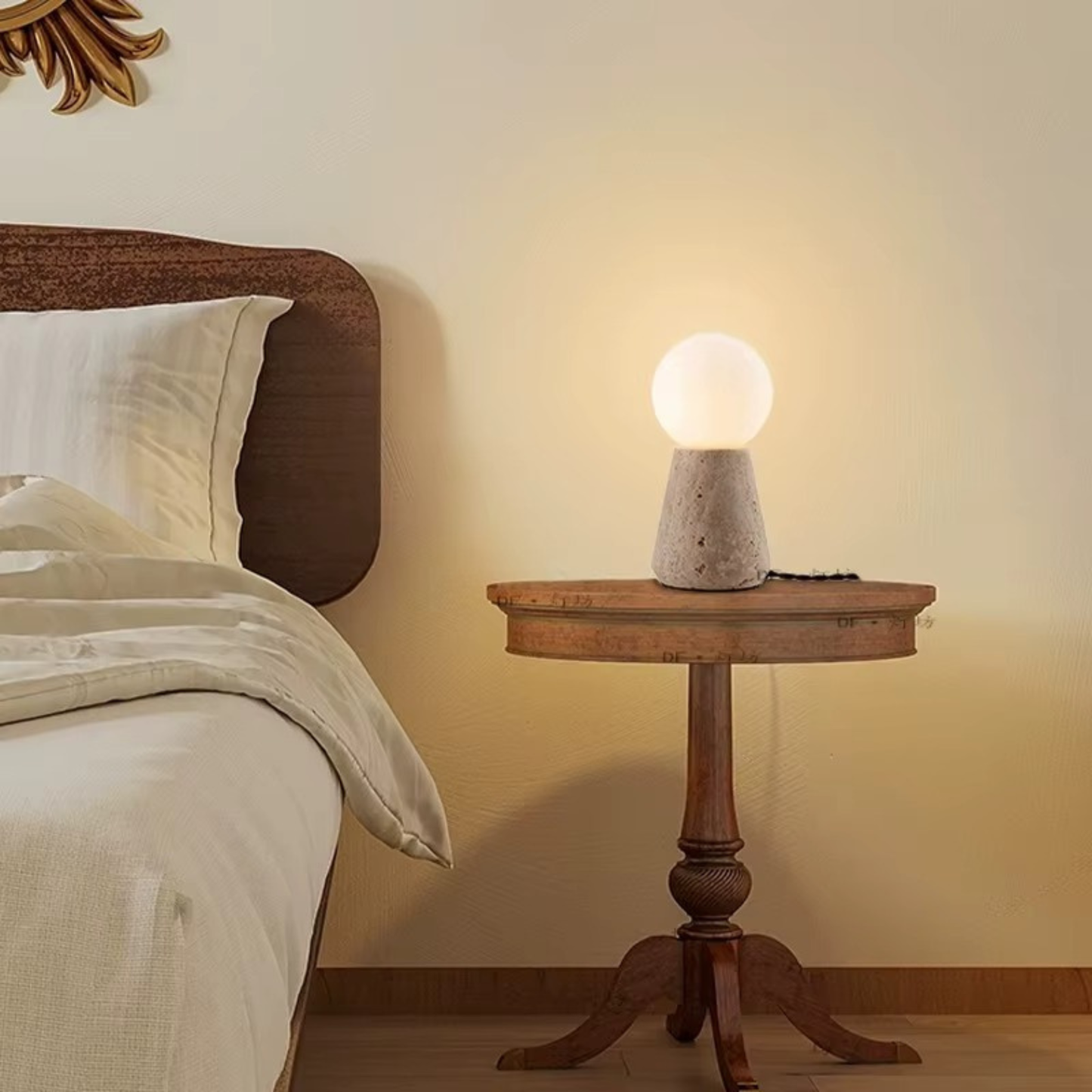 Travertine Stone Globe Table Lamp