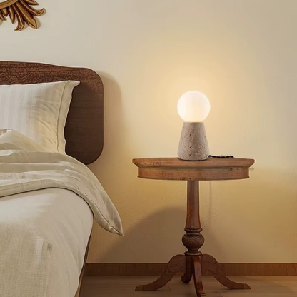Travertine Stone Globe Table Lamp