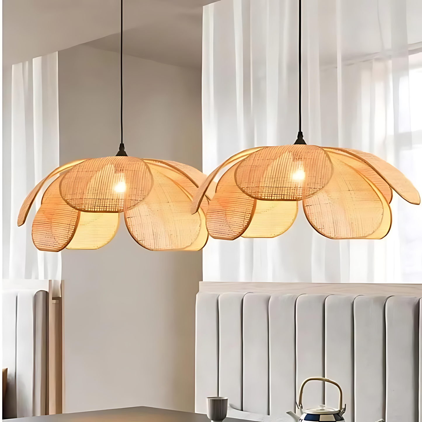 Flora Rattan Petal Pendant Light