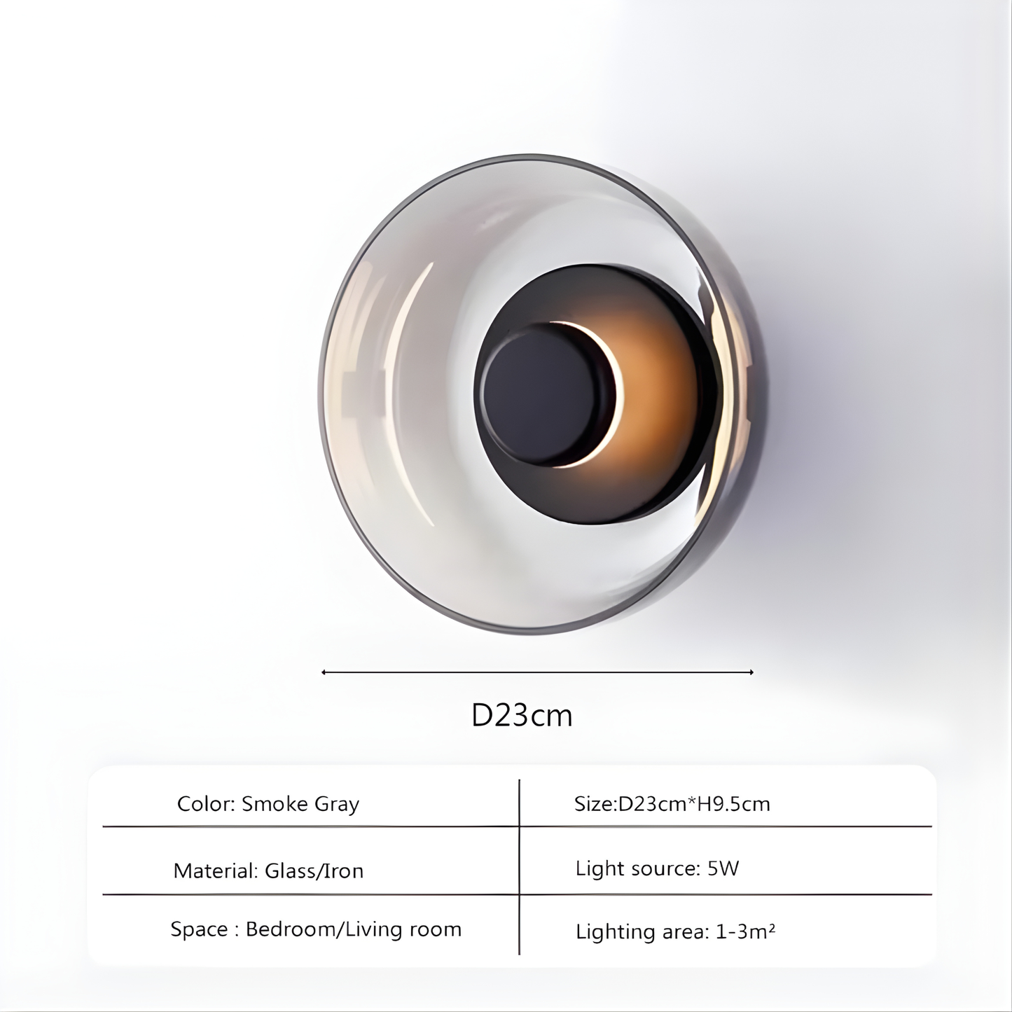 Modern Smoked Glass Disc LED Wall Light