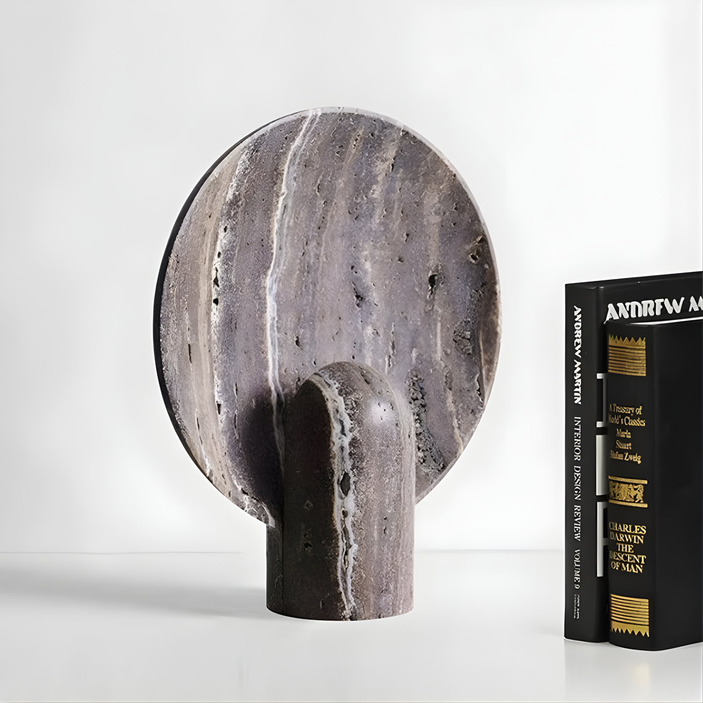 Lunaris Travertine LED Table Lamp