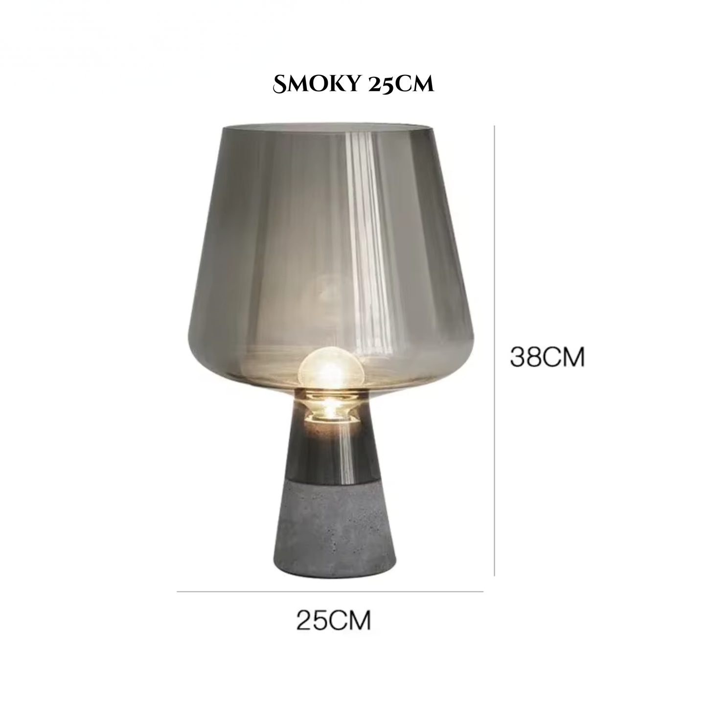 Nero Smoke Glass & Cement LED Table Lamp