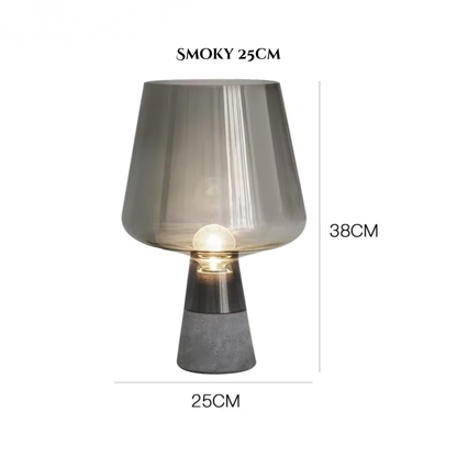 Nero Smoke Glass & Cement LED Table Lamp