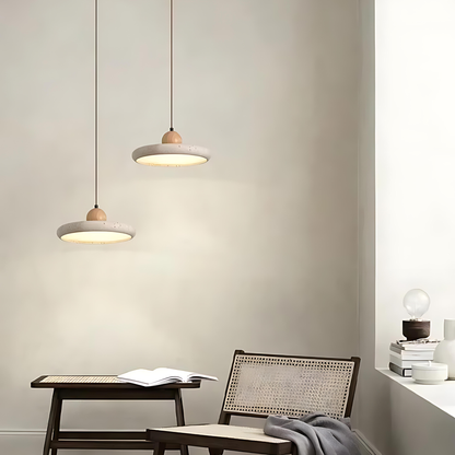 Tierra Travertine & Wood Pendant Light