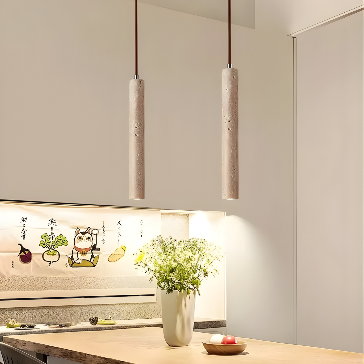 Travertine Column Pendant Light