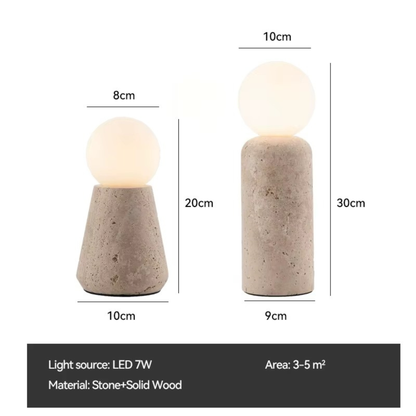 Travertine Stone Globe Table Lamp