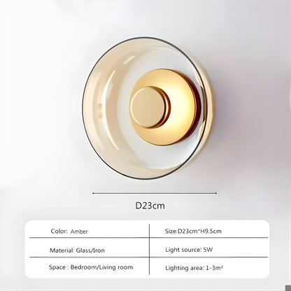 Modern Smoked Glass Disc LED Wall Light