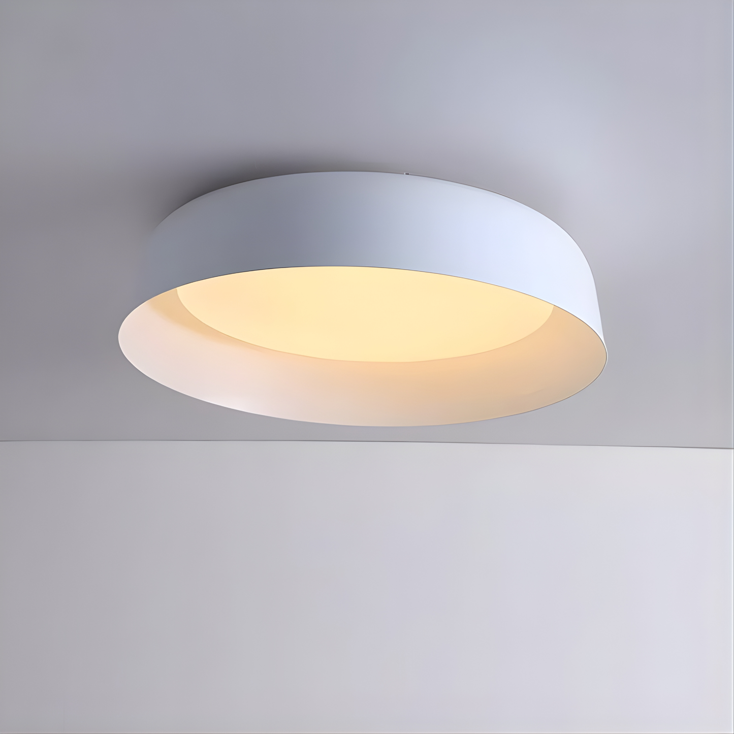 Modern Wood-Trim Flush Mount Ceiling Light