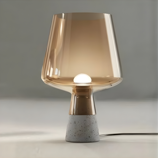 Nero Smoke Glass & Cement LED Table Lamp