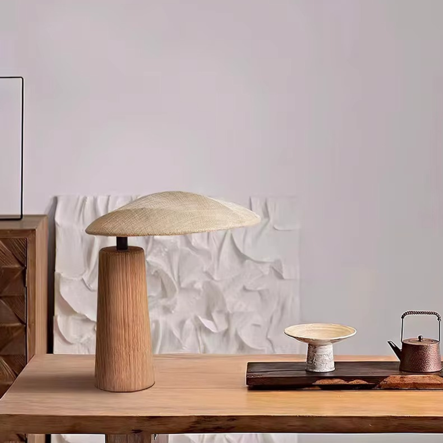Aira Wabi-Sabi Linen Wood Table Lamp