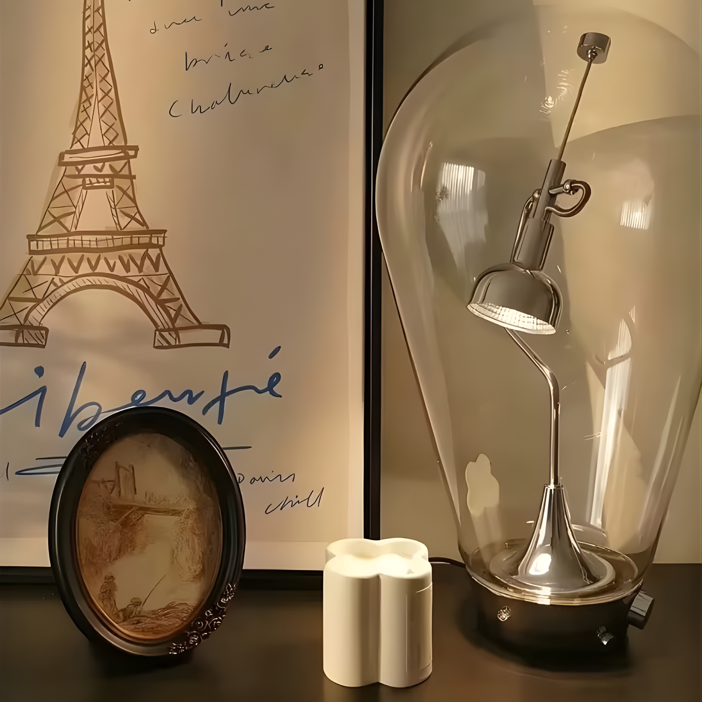 Exquisite Glass Table Lamp with Adjustable Light