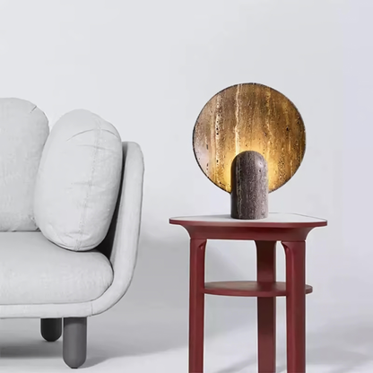 Lunaris Travertine LED Table Lamp